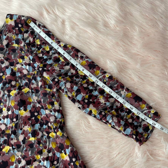 TIBI 100% Silk 3/4 Sleeve Impressionist Floral Shift Dress - Size 4 EUC - Picture 11 of 12